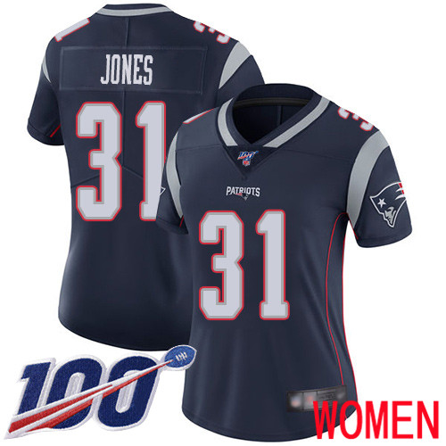 New England Patriots Football #31 100th Limited Navy Blue Women Jonathan Jones Home NFL Jersey->youth nfl jersey->Youth Jersey